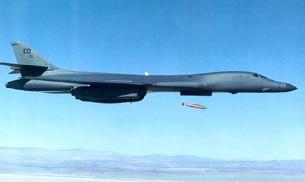 B-1B Lancer dropping a dummy nuclear bomb