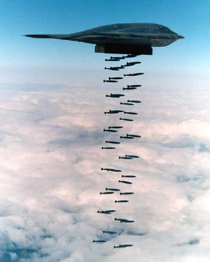 B-2 Spirit dropping a load of bombs