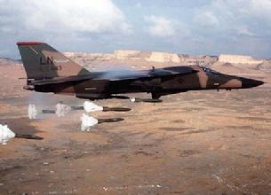 F-111 Ardvark dropping drag chute bombs