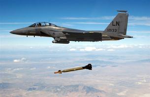 F-15 Eagle dropping a smart bomb