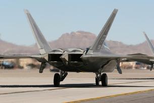 F-22 Raptor tail view with thrust vectoring