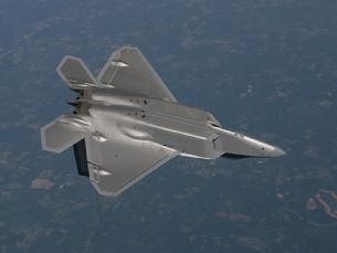 F-22 Raptor on its back