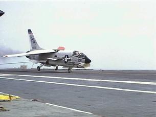 F-8 Crusader tail-hook carrier landing